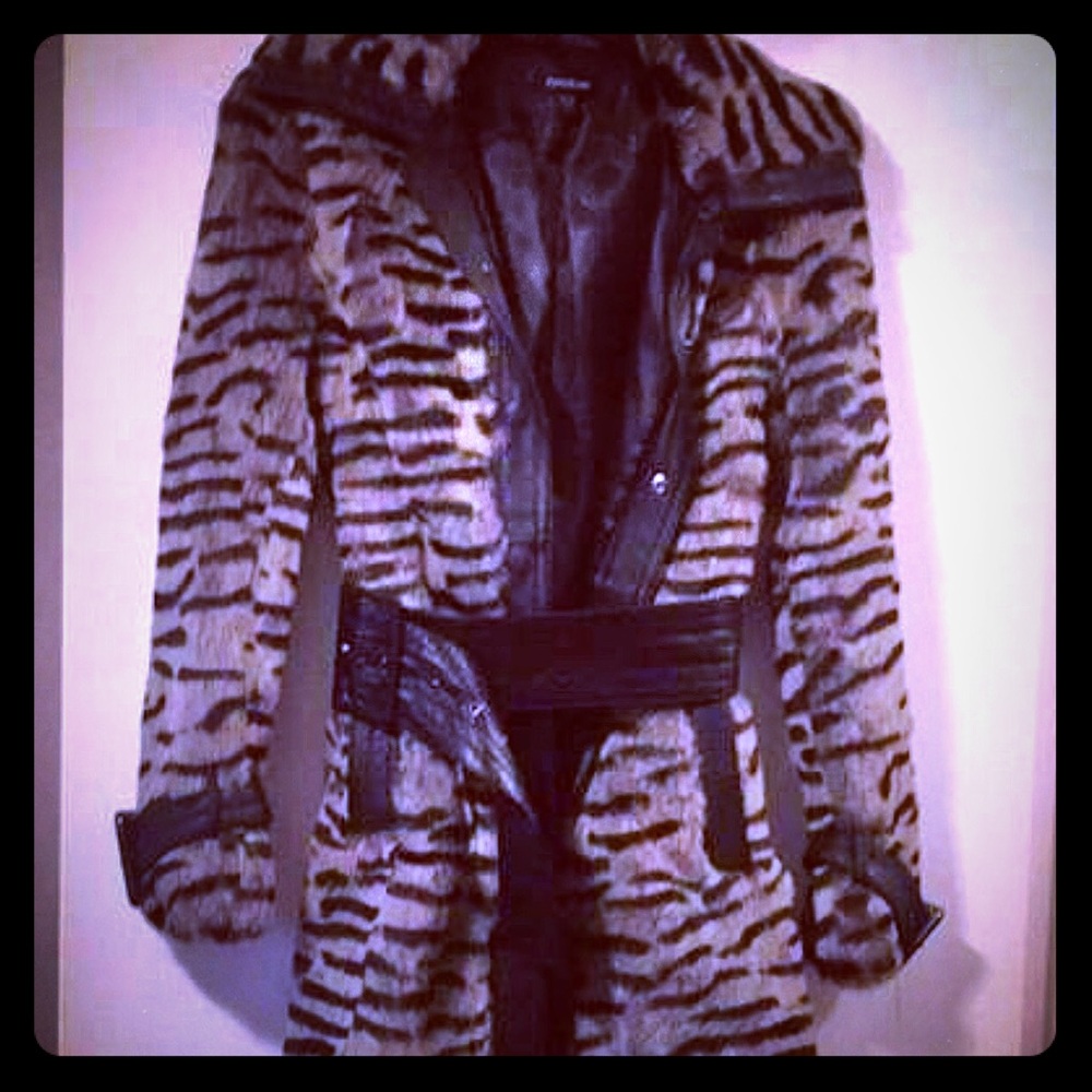 Bebe tiger print Fur Coat